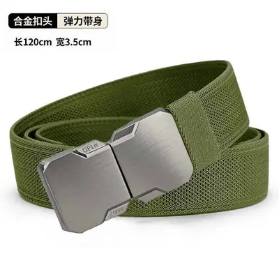 Cross-border Men's Nylon Canvas Tactical Belt with Elastic Webbing and Buckle for Outdoor Training and Casual Wear - 9