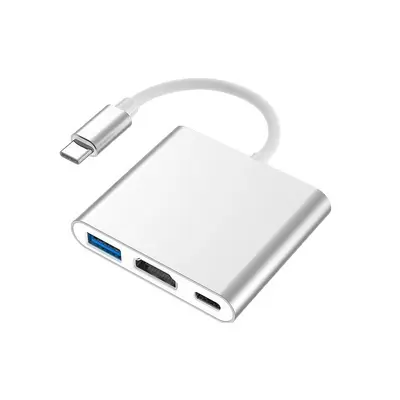 Three-in-one docking station for mobile phones, tablets and handheld gaming consoles, USB-C video converter, 3-in-1 expansion hub.