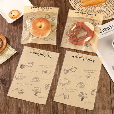Resealable Bread Bags for Bagels, Toast and Donuts, Semi-Transparent, Self-Adhesive - 10