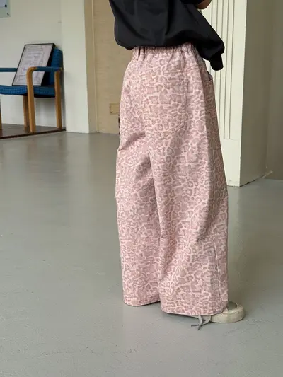 Girls' Casual Pants Soft Pink Leopard Print