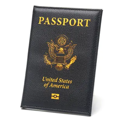Slim US passport holder, leather, portable, lychee texture, travel
