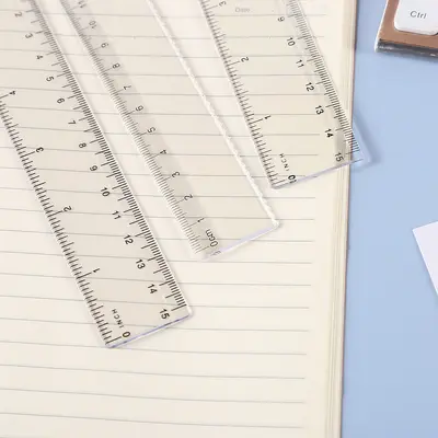 15 cm Plastic Straight Ruler, Multifunctional Black Scale School Ruler