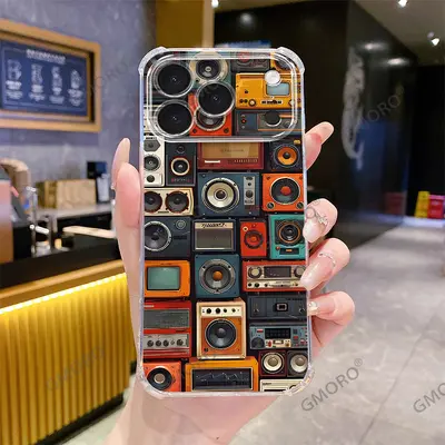 Retro tape recorder design transparent case for iPhone 18/17 Pro Max