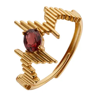 S925 Silver 18K Garnet Middle Finger Ring