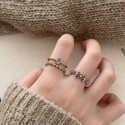 French vintage coffee gold lace ring, women's, open adjustable - 5