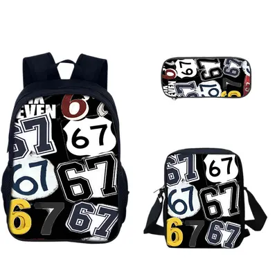 67 Meme Print Backpack Set for Primary and Middle School, Three-Piece - 6
