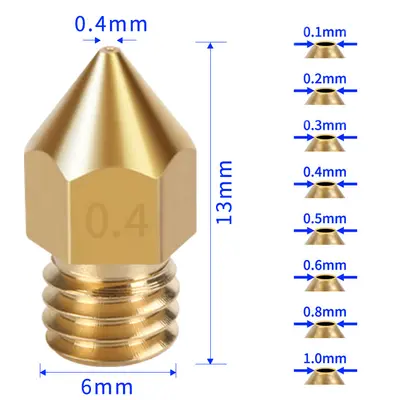 MK8 3D Printer Nozzle, Brass Tip, Makerbot Compatible