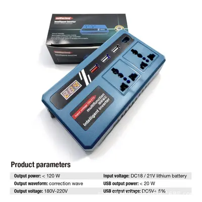 Lithium-Akku-Wechselrichter grenzüberschreitend 18-21V auf 220V Wechselrichter USB/TYPE-C für DeWalt, Makita, Milwaukee Akku (Fuß)