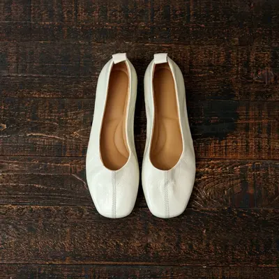 Women's Sheepskin Ballet Flats, French Retro Style, Comfortable