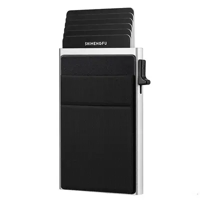 Sınır ötesi yan itmeli otomatik kart çıkarmalı alüminyum alaşımlı erkek cüzdanı RFID anti-manyetik ince kredi kartı tutucu cüzdan S124 - 8