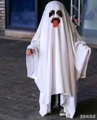 Halloween Ghost Cosplay Costume, White Ghost Face Cape, Adults and Kids - 2