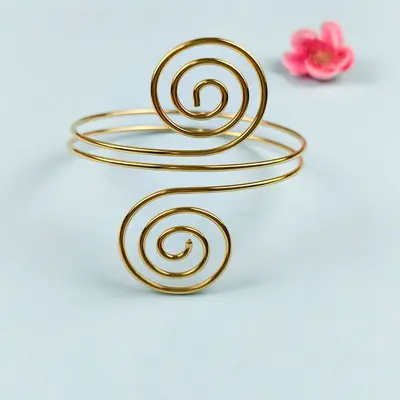 Rhinestone Flower Open Arm Bangle, Geometric Bracelet - 11