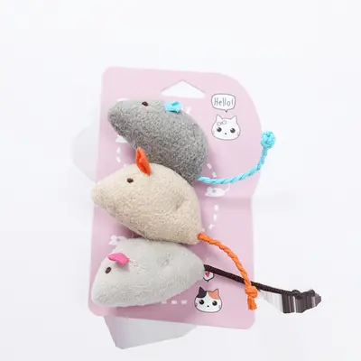 Realistic Plush Mouse Cat Toy with Catnip, 3-Piece Set - 3