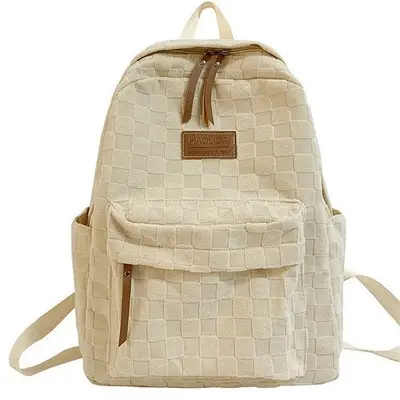 Large Capacity Plaid Schoolbag Backpack for High School and College Students - 6