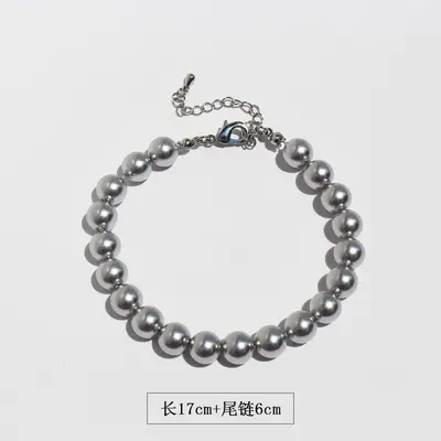 Silver-Grey Pearl Necklace, Bracelet and Earring Set - 13