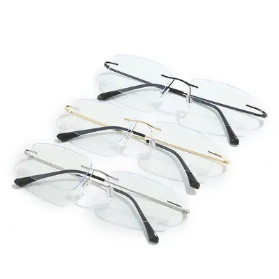 Men's Ultra-Light Rimless Square Eyeglass Frame, Prescription Myopia Glasses - 5