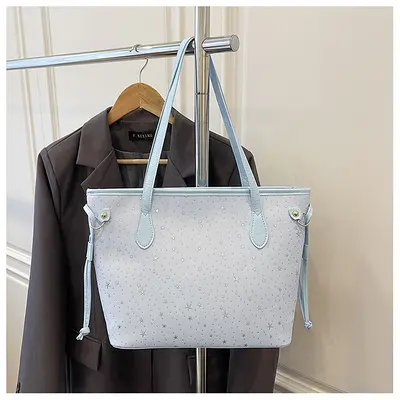 Korean Style Large-Capacity Women's Tote Bag with Star Design, Single Shoulder - 12