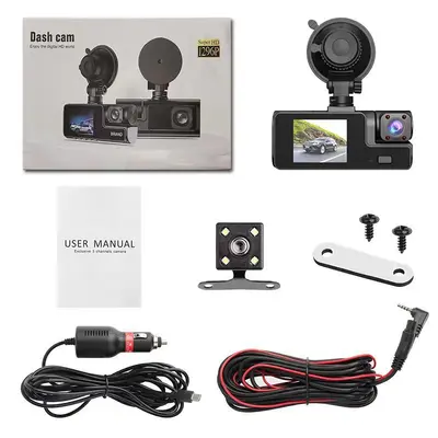 跨境新款高清夜视WiFi行车记录仪三录3镜头 carDVR 3camera lens