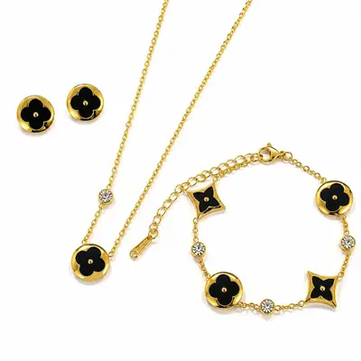 Titanstahl Schmuckset 3-teilig mit 18K-Beschichtung