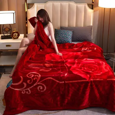 Raschel Winter Blanket, Single, Thick Coral Fleece - 12