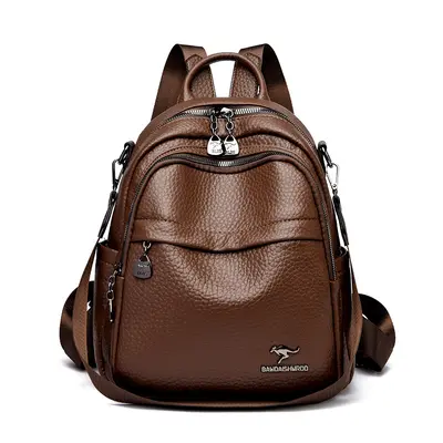 Soft Leather Backpack, Large Capacity, Multifunctional Travel Backpack - 9