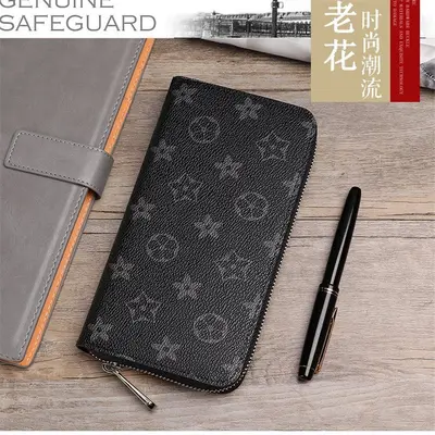 Genuine Leather Men's Clutch Wallet with Double Zipper - 13