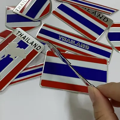 3D-Thailand-Flaggen-Emblem aus Aluminiumlegierung für Autokarosserie