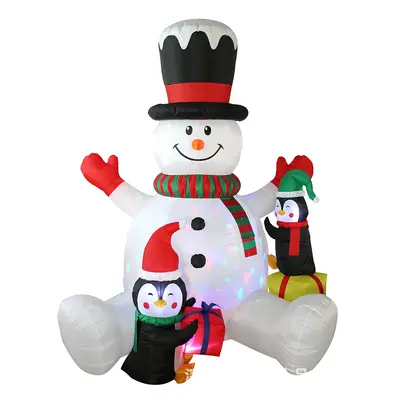 Inflatable Snowman and Penguin Christmas Decoration, Illuminated, Outdoor - 3