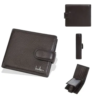 Genuine Leather Men's Wallet, Cowhide, Zipper Coin Compartment - 8
