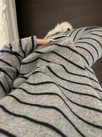 Women's Striped Two-Piece Pajama Set, Autumn Plus Size - 5