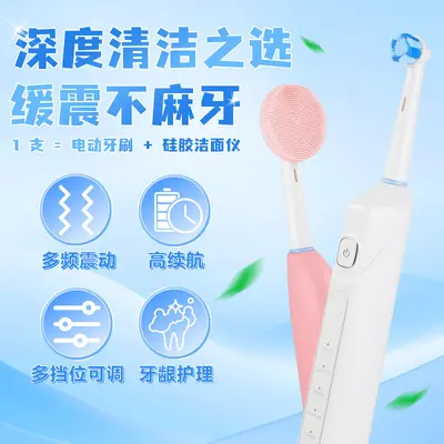 Elektrische Zahnbürste mit Gesichtsreinigungsbürste, 2 in 1