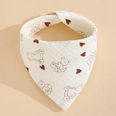 Cross-border baby drool towel type A four-layer crepe cartoon snap feeding bib baby triangle towel newborn feeding bib - 9
