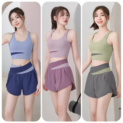 瑜伽服套装女健身运动女速干背心可外穿绝美瑜伽服中东六色可选