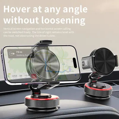 Magnetic Car Phone Holder with Vacuum Suction Dashboard Mount - 3