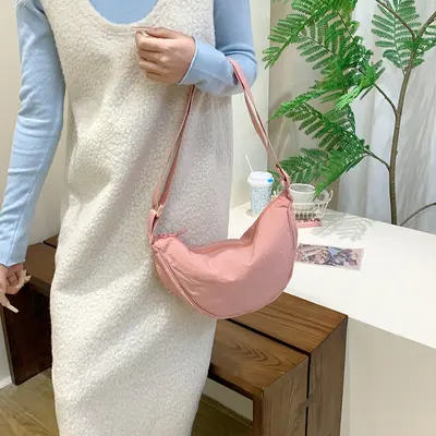 Japanese-Style Solid Color Lightweight Canvas Crossbody Bag - 3