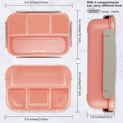 Amazon-Bestseller Kunststoff-Lunchbox, mikrowellengeeignet, Schul-Bento-Box für Schüler, 16-teiliges Set mit Fruchtspießen, unterteilte Mittagsbox