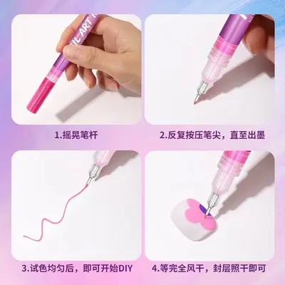 12 renk ultra ince tırnak sanat kalemi, çizgi ve nokta desen kalemi, tüp uçlu kalem, DIY el çizimi kontur kalemi, tırnak karalama kalemi