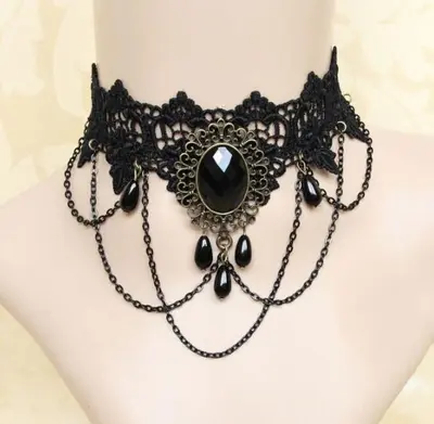 Sınır ötesi aksesuarlar kadın boyun bandı saray gotik seksi gerdanlık dantel kolye gerdanlık köprücük kemiği zincir kolye retro - 8