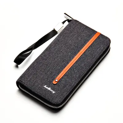 Men's Long Canvas Zip Wallet with Multi-Card Slots and Large Capacity - 6