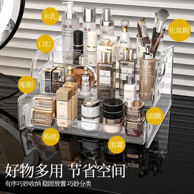 Acrylic cosmetic storage box tiered transparent - 3