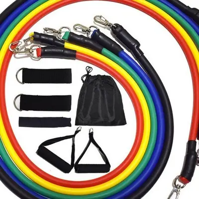 TEP11件套阻力绳男女弹力带运动训练拉力带套装多功能健身拉力器 - 7