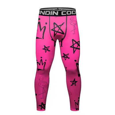 Men's Printed Compression Sports Long Pants for Running and Basketball - 12
