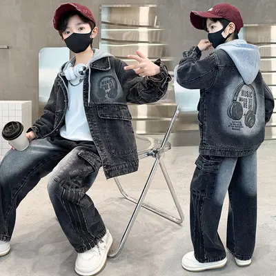 Frühlings-Jungen-Langarm-Zweiteiler-Set 2026, lockere Passform, Streetwear