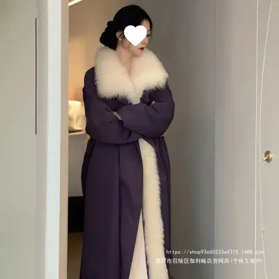 Women's Winter Knee-Length Parka, Fleece-Lined, Detachable Fur Collar