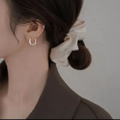 S999 sterling silver Möbius loop ear hoops - 4