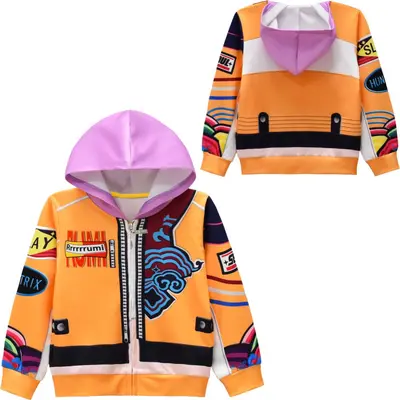 K-POP:2 bedruckte Mädchen-Kapuzenjacke mit Reißverschluss, Modell 36331
