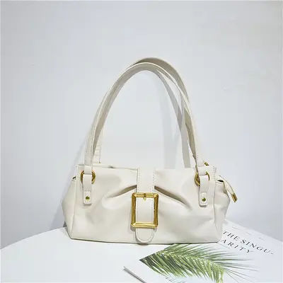 Damen Baguette-Tasche aus echtem Rindleder, Achseltasche - 3