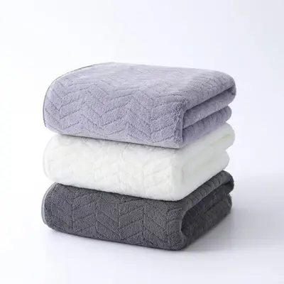 Çapraz Sınır Mercan Polar Kenarlı Banyo Havlusu Havlu Seti Toptan Otel Ev Kullanımı Kalın Hızlı Kuruyan Plaj Havlusu Genişletilmiş Havlu - 4