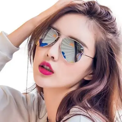 Classic Aviator Reflective Film Frog Mirror Retro Colored Sunglasses Versatile Fashion Sunglasses Manufacturer Wholesale - 3