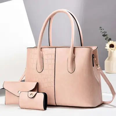Women's Stone Pattern Mother and Child Bag Set, Large Shoulder Bag - 10